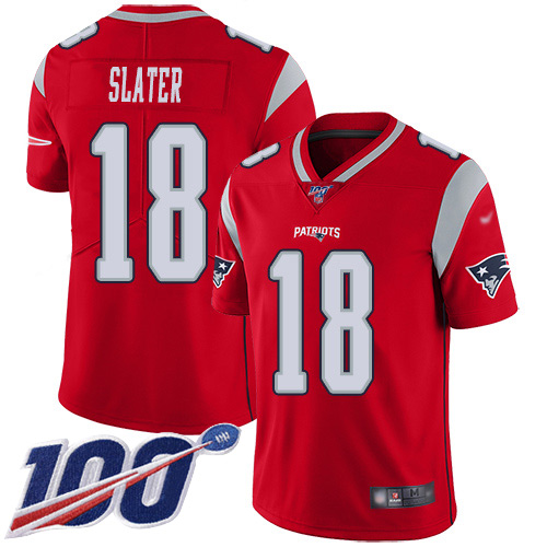 New England Patriots Football #18 100th Season Inverted Limited Red Men Matthew Slater NFL Jersey->women nfl jersey->Women Jersey